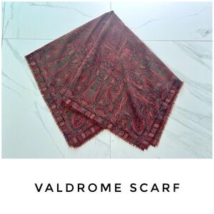 ❌Valdrome scarf paisley wool wrap blanket orange brown blue oversized vintage❌